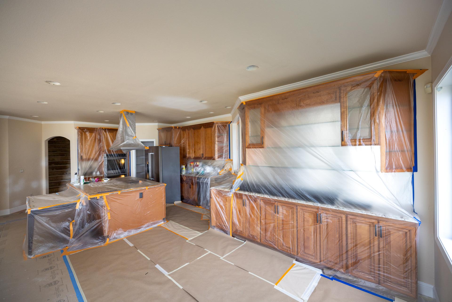 Living room with painted trim